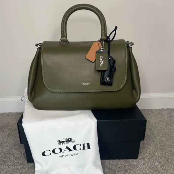 Coach Slouchy Rogue Top Handle Bag in Olive Green & Silver CCC39 Authenticated - Picture 5 of 13